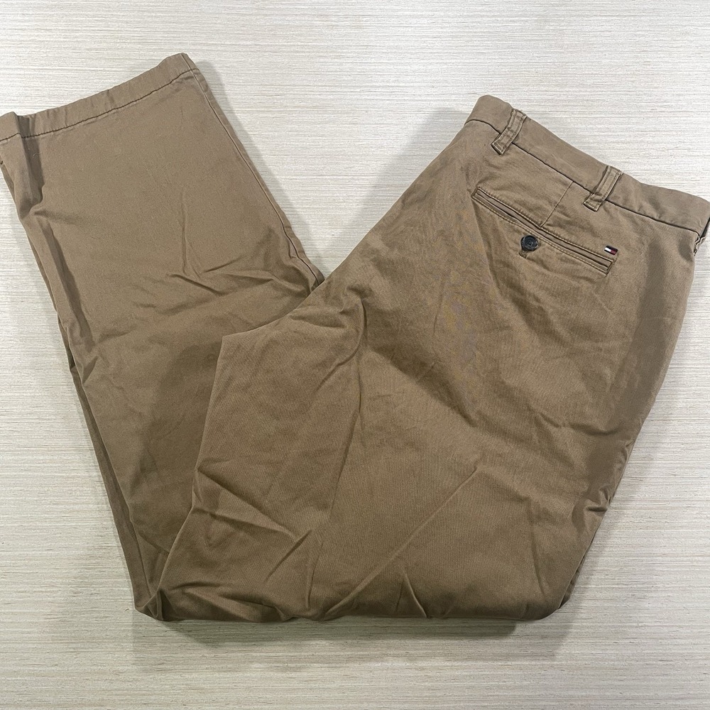 Tommy Hilfiger Pants Mens 38x32 Brown Custom Fit Chinos Casual Straight Khaki‎